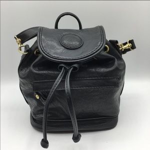 Black Faux Leather Mini Backpack
